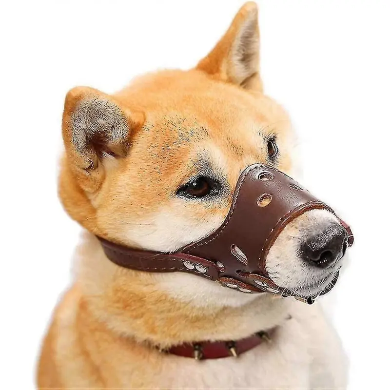 Brown (As Show, One ) Soft Leather Adjustable Muzzle For, And Dogs Small