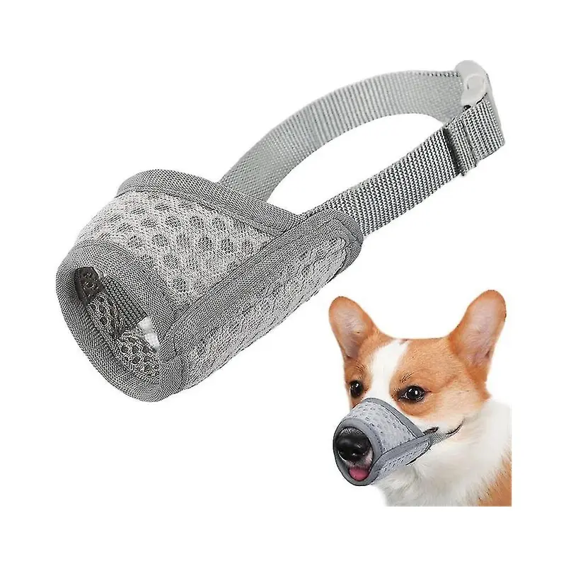 Hiigyl Grey (S, ) Soft Mesh Dog Muzzle For Dogs Prevents Biting, Chewing Small