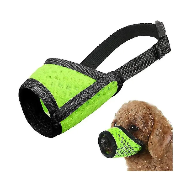 Hiigyl Green (L, ) Soft Mesh Dog Muzzle For Dogs Prevents Biting, Chewing Small