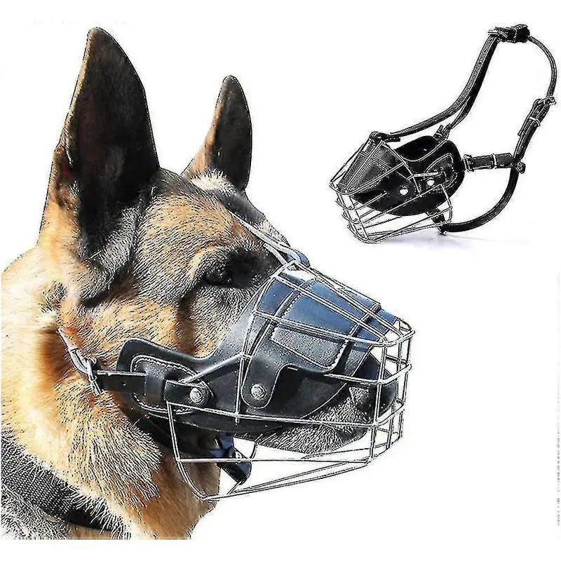 Kikidex , One ) Super Metal Muzzle Dog Muzzles Leather Muzzle For Dogs Large