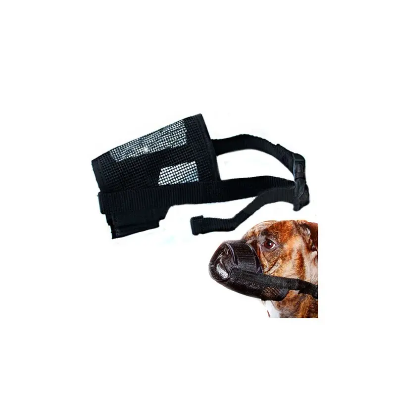 Gzuk (L) Nylon Fabric Adjustable Mesh Anti Bark Bite Pet Mouth Muzzle