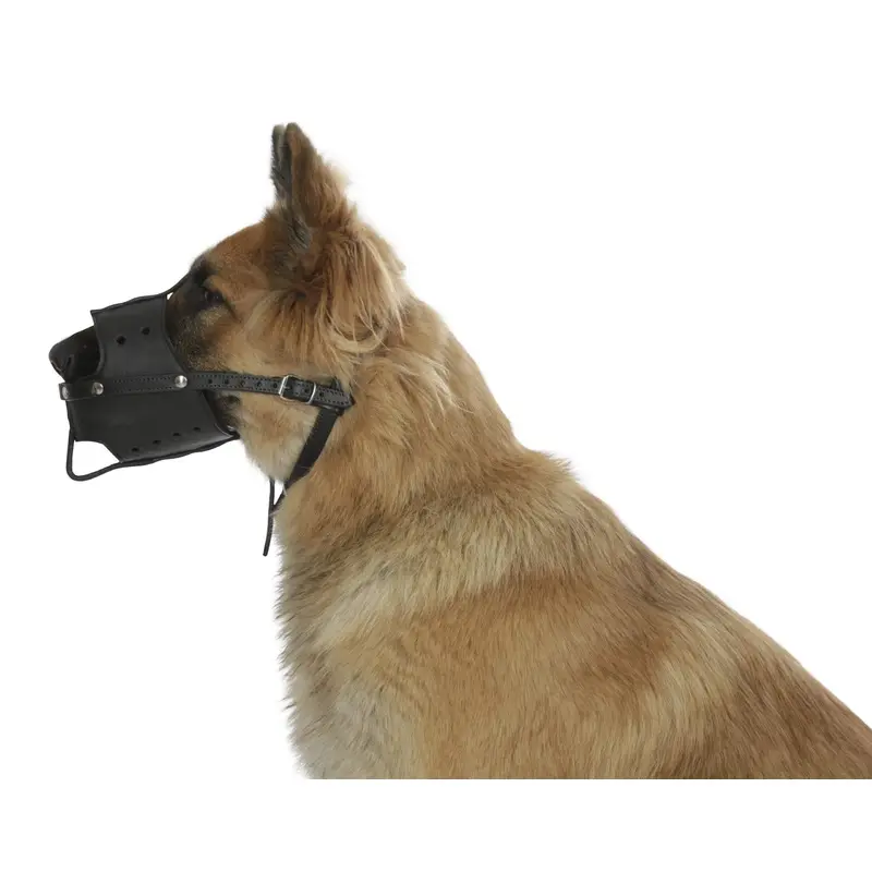 Kerbl Maxi-Pet 80840 Leather Muzzle 38 cm Basket Depth 11.5 cm XXL Black