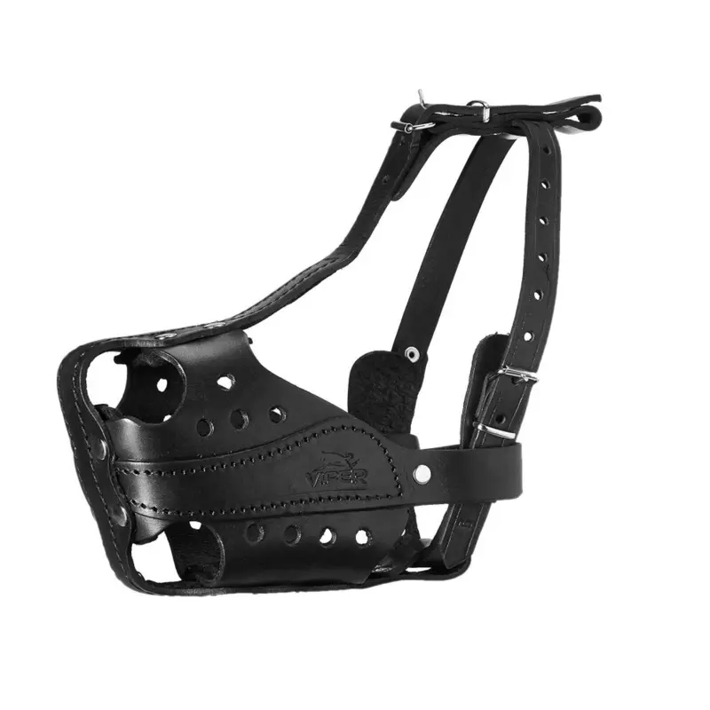Viper Bravo Leather Agitation Muzzle With Quick Release Buckle For Dogs