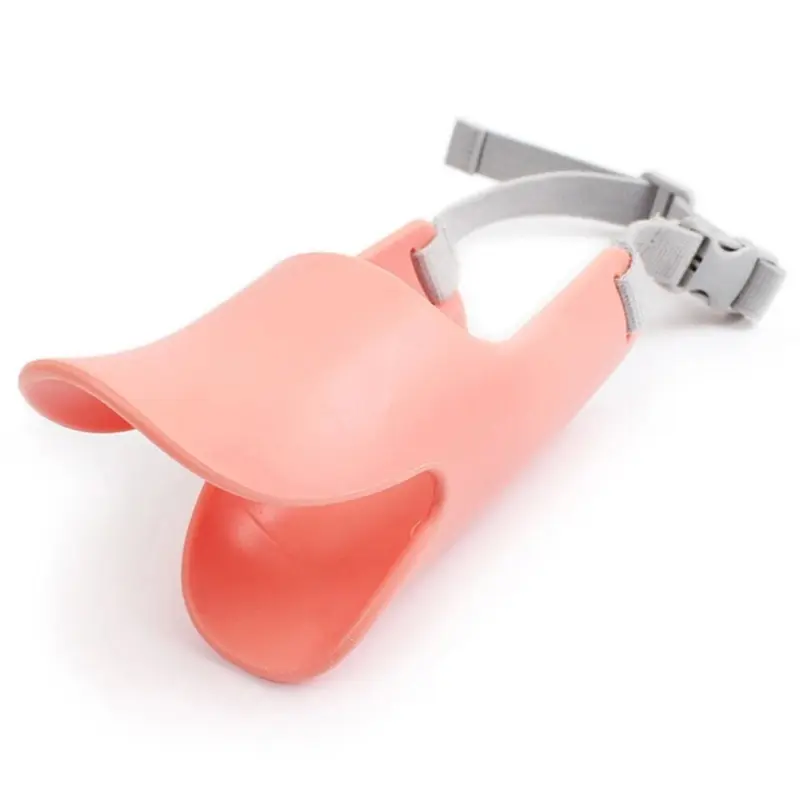 Pink (M, ) Silicone Anti-Cute Duck Anti-Bite Training Adjustable Ring Pet Muzzle