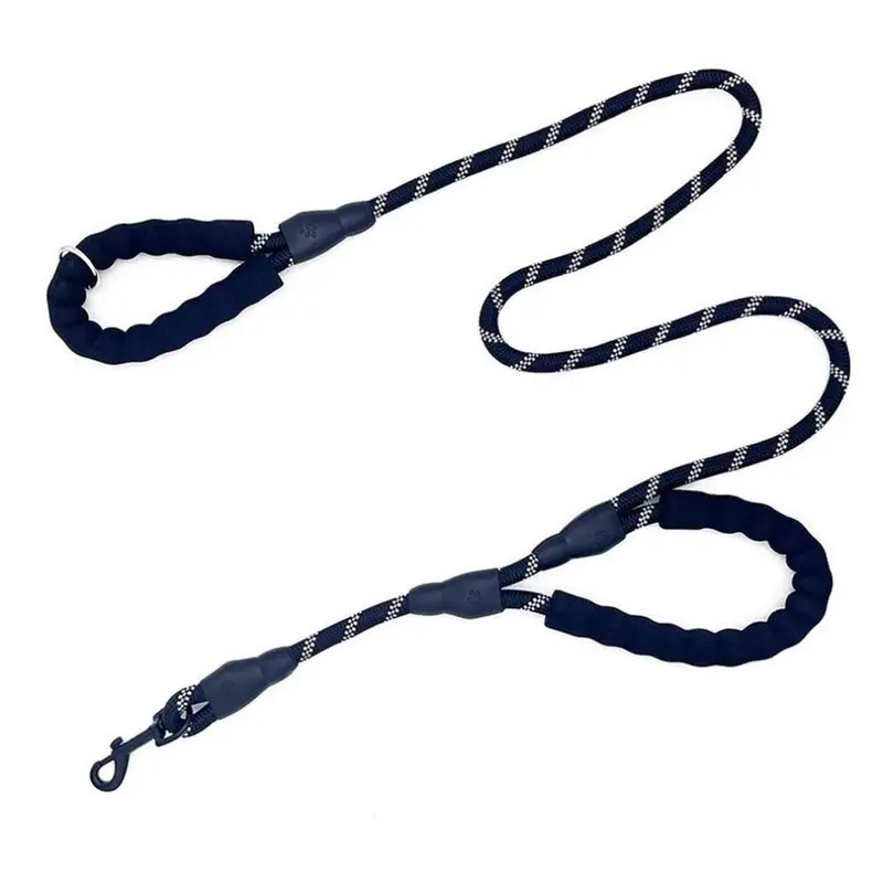 New (, 1.5M X 1.2Cm) Double Handle Reflective Dog Leash With Logo Black Extra Large