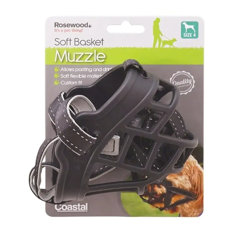 Rosewood Soft Basket Muzzle - Black Size 4