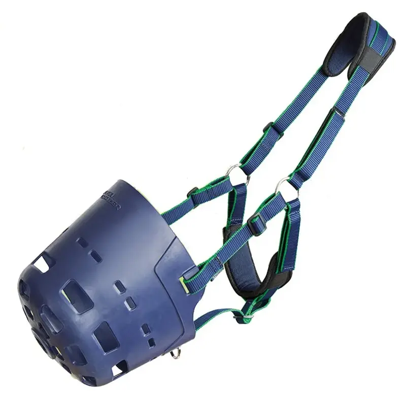 Shires Unisex Blue Flexi Grazer Muzzle - Navy Cob