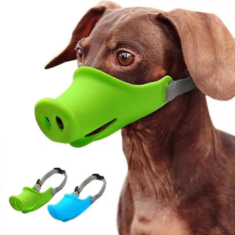 Womens Green (S, ) Adjustable Cute Pig Nose Anti-Bite Anti-Bark Dog Mouth Muzzle Small