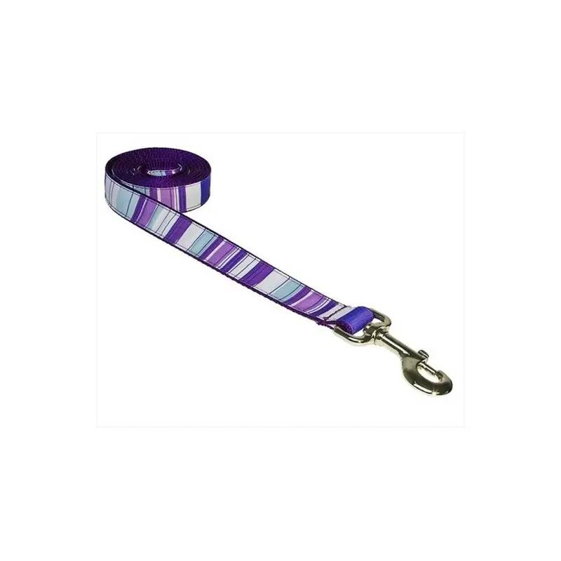 Sassy Dog Wear Purple Stripe-Multi4-L 6 Ft. Stripe Dog Leash, - Large