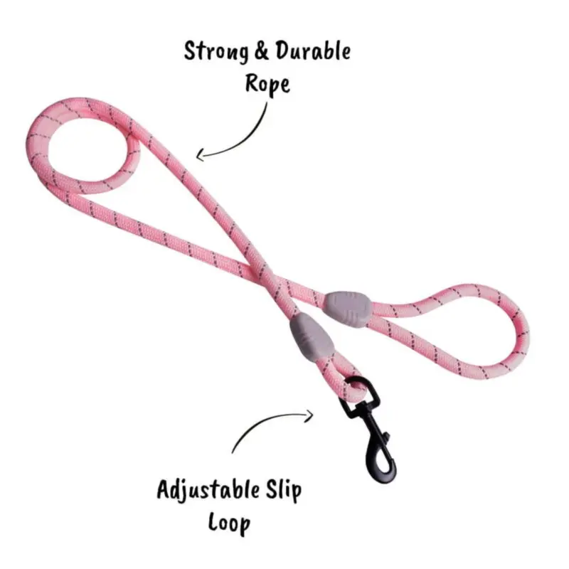 Allpetsolutions Pink Reflective Rope Dog Lead, 140Cm