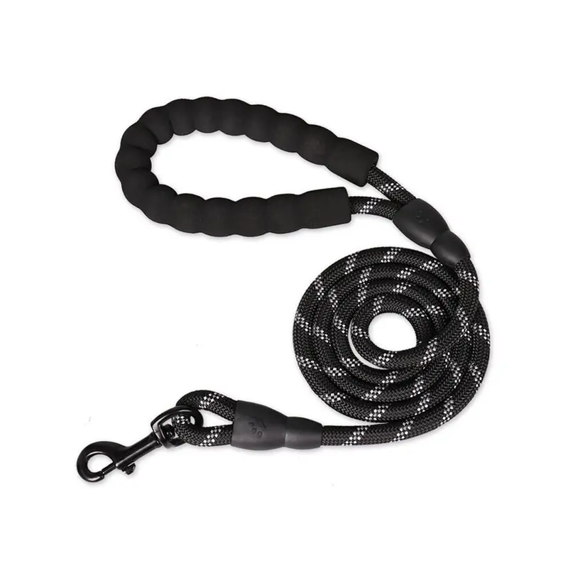Multicoloured (5Ft-Black, 5Ft?1.5M?) Dog Leash Rope Braided Leads Strong Soft Walk 5Ft