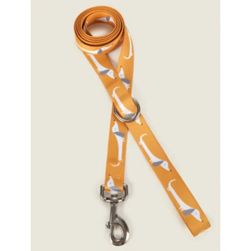 George Yellow Sausage Dog Print Dog Lead 1.1M