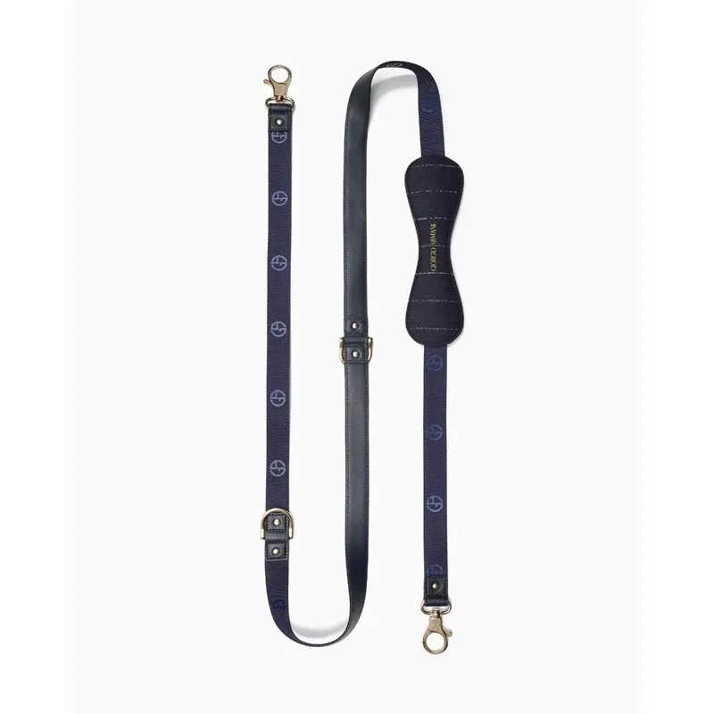 Giorgio Armani Unisex Navy Blue Poldo X Leash In Virgin Wool And Leather Small