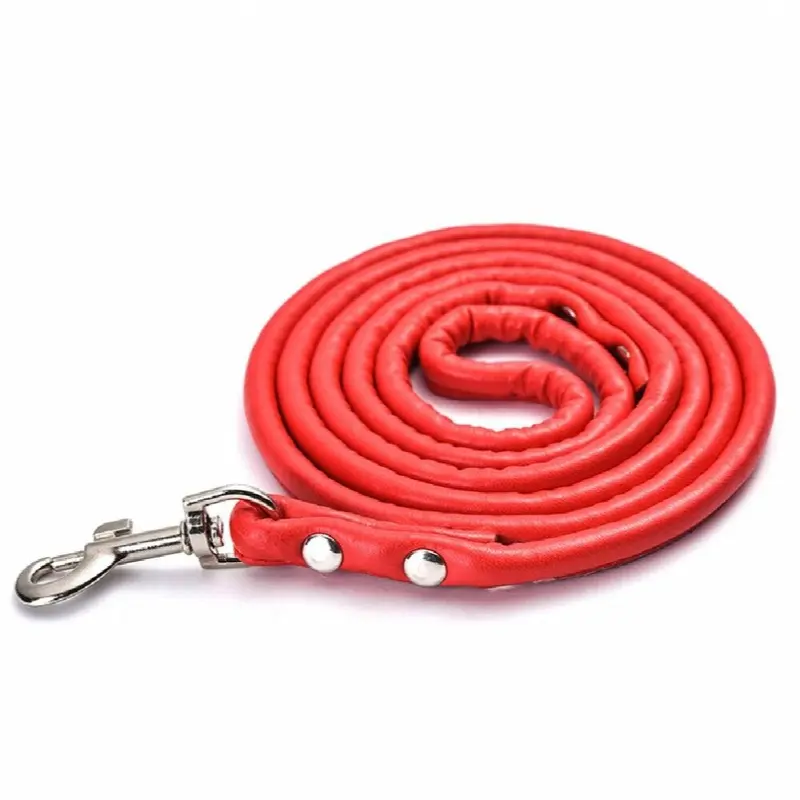 Red Stylish Faux Leather Pet Dog Leash Perfect For Training & Walking