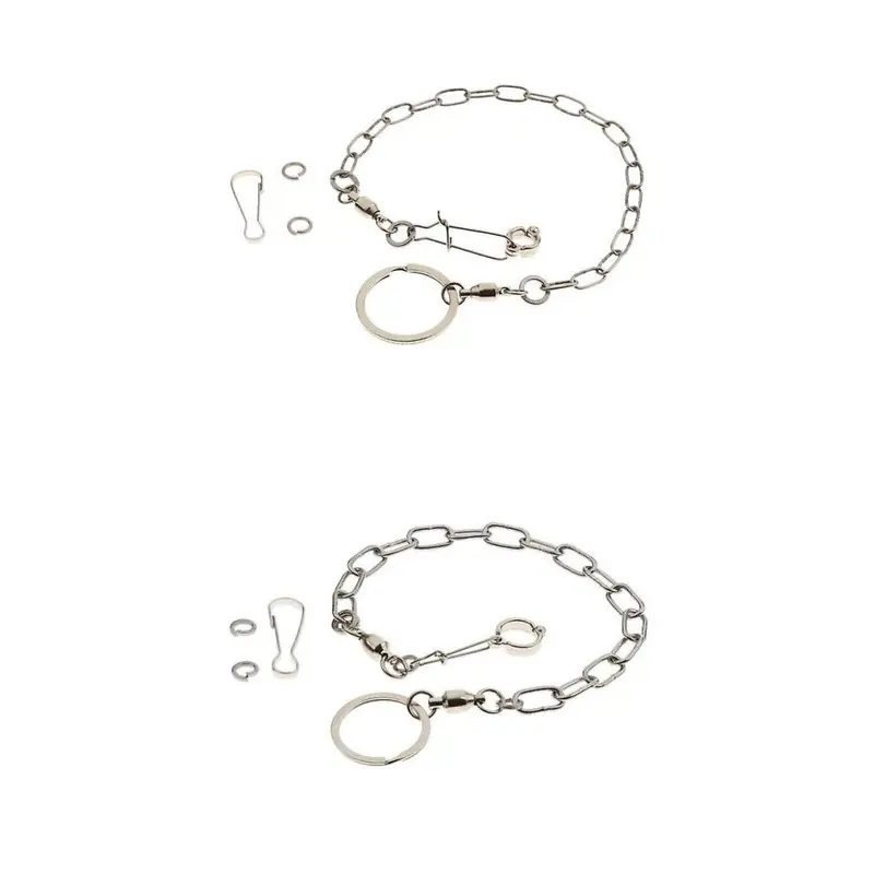 2 Pcs Pet Bird Leash Parrot Foot Chain Stainless Steel Anklet Ring 12+07 Size 2