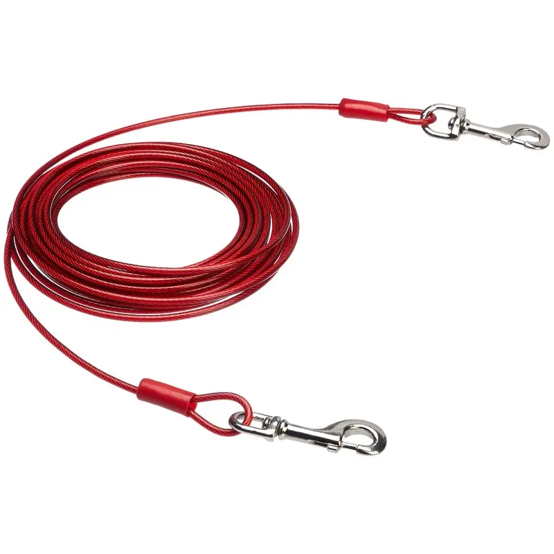 Amazon Basics Dog Tie Out Cable, up to 125 lbs, 230 feet, Red