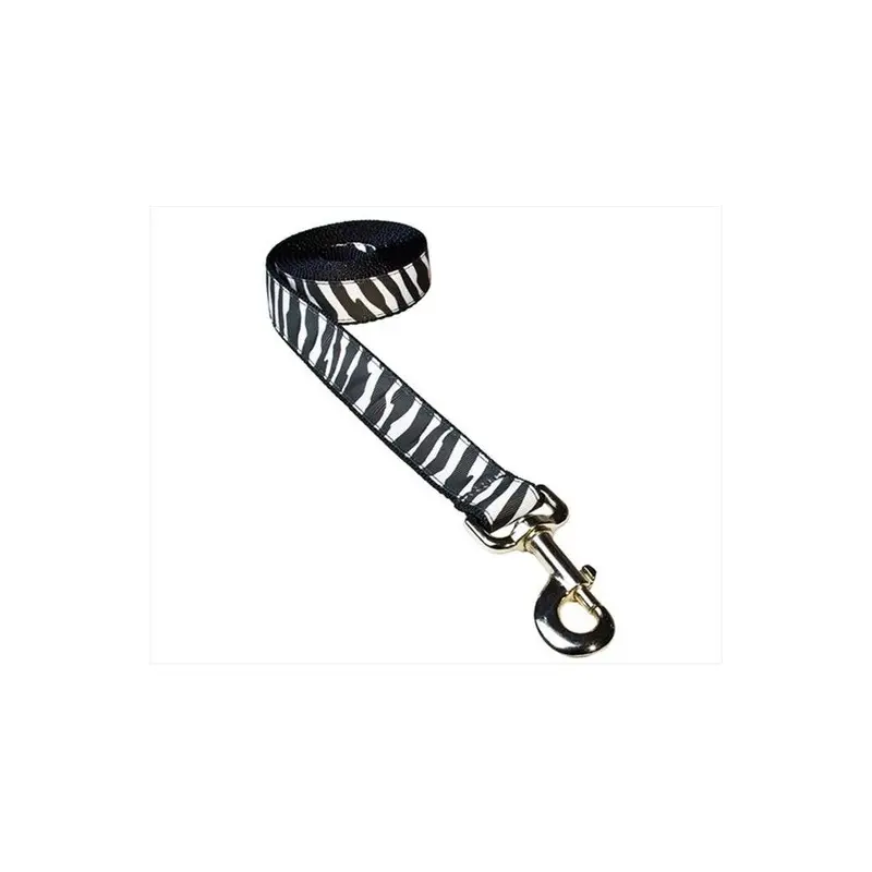 Sassy Dog Wear White Zebra-Blk.2-L 4 Ft. Zebra Dog Leash, & Black - Small