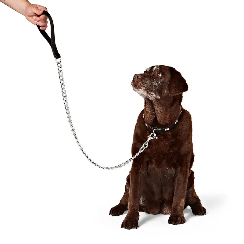 Pets At Home Leather Dog Chain Lead Black Large