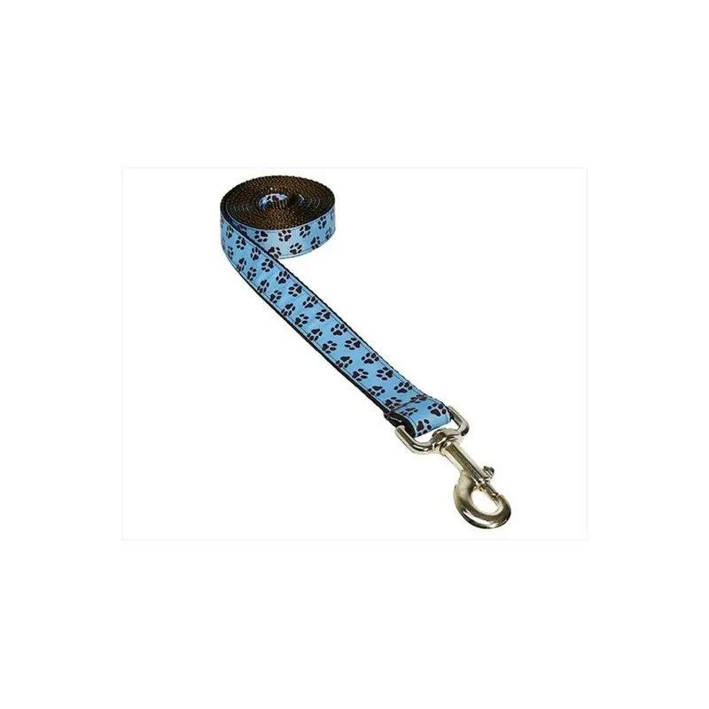 Sassy Dog Wear Blue Puppy Paws-Choc.4-L 6 Ft. Puppy Paws Dog Leash, & Brown - Large