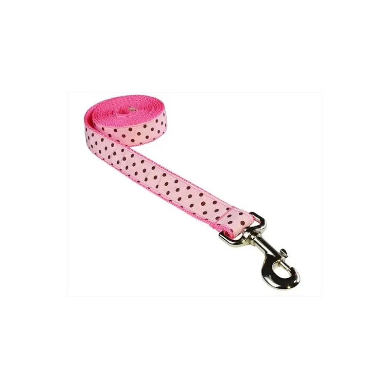 Sassy Dog Wear Pink Polka Dot-Brown4-L 6 Ft. Polka Dot Dog Leash, & Brown - Large