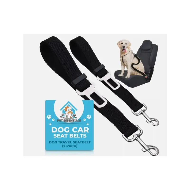 Black 2Pk Pet Dog Seat Belt Adjustable Travel Car Safety Harnesses Lead R... Size 2