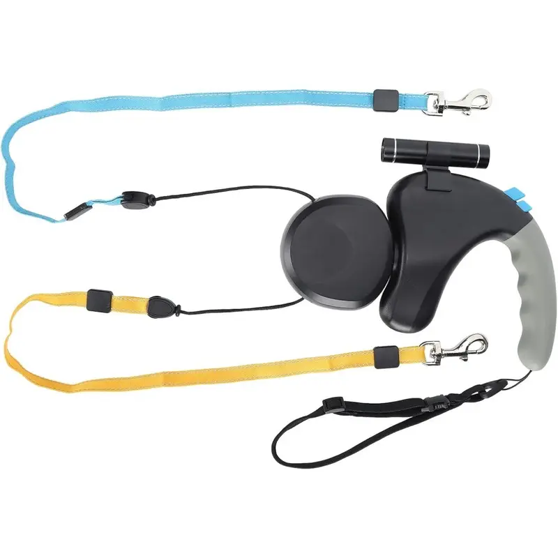 Black Double Head Pet Walking Leash Double Dog Retractable