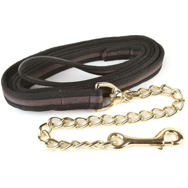 Hy Soft Webbing Lead Rein With Chain (One Size) (Black/Grey)