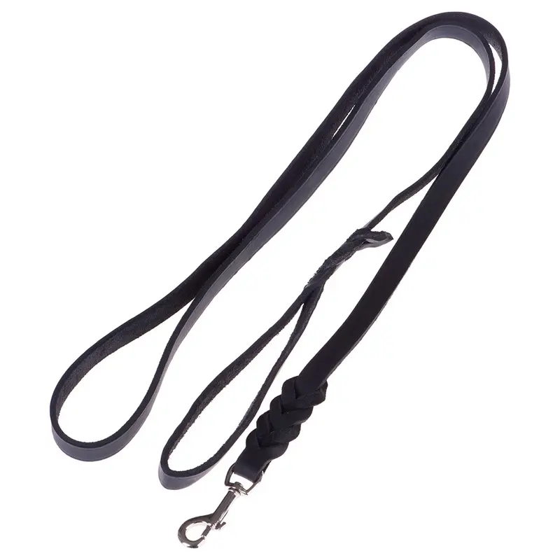 Heim Plaited Leather Dog Lead - Black - 200Cm