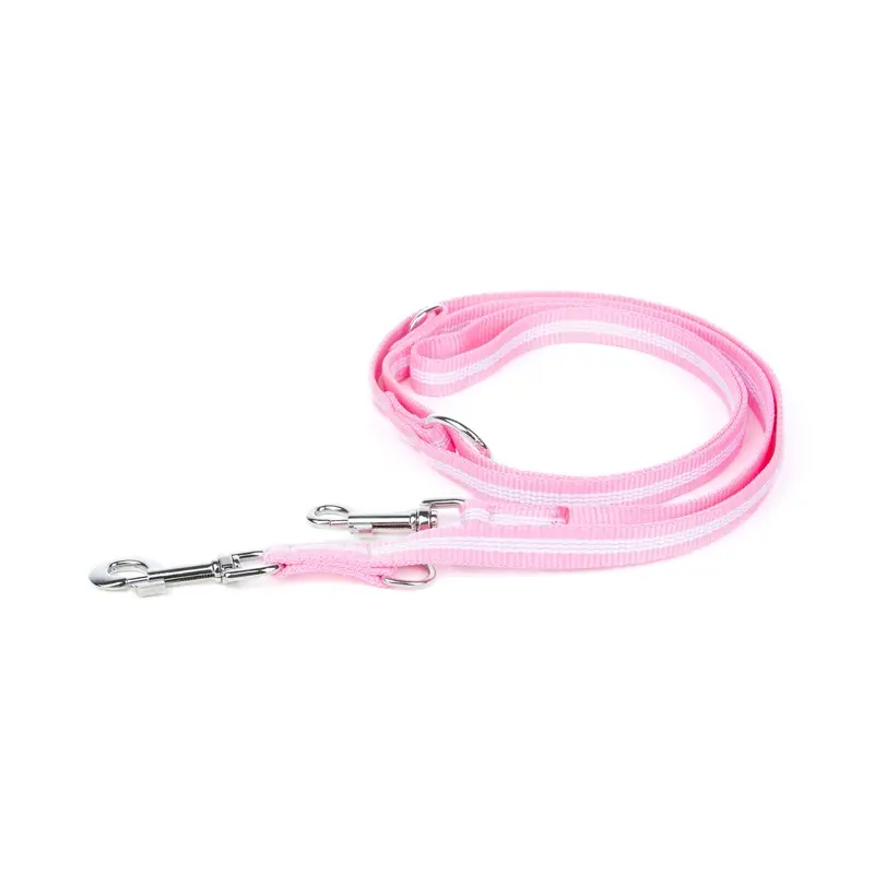 Julius-K9 IDC Adjustable Double Leash, 2.2 m x 19 mm, Pink
