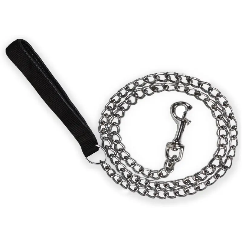 Limbo Black Dog Leash Steel Chain Solid Dog Metal Leash Pu Leather Handle