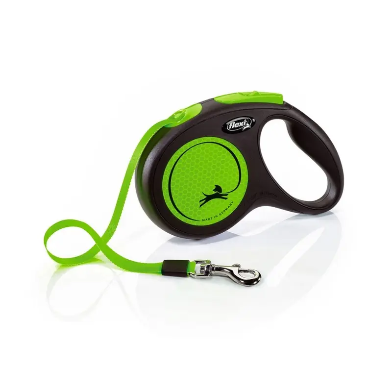 Flexi Green (5M, ) New Neon Retractable Dog Lead Small