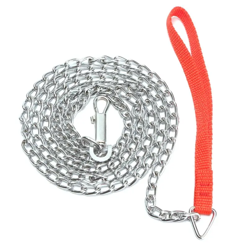 Sin Marca/GenRico - Red Heavy Duty Metal Chain Dog Puppy Walking Lead Clip Handle 1.6M
