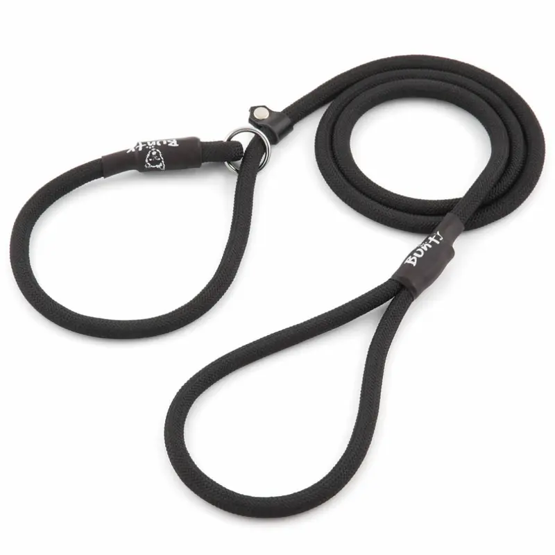 Bunty Black (, - 12Mm) Nylon Slip Rope Dog Puppy Lead Leash Anti Pull Extra Large