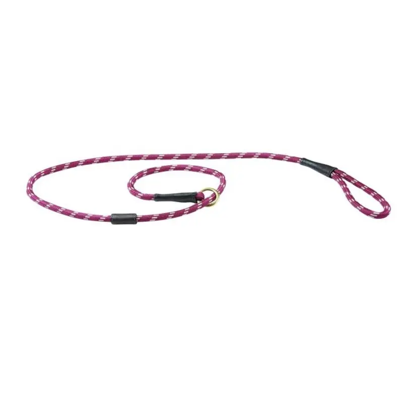 Weatherbeeta Rope Leather Slip Dog Lead - Burgundy/Brown Small