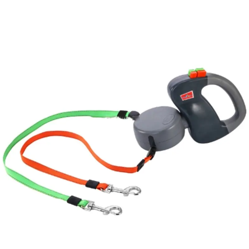 Dsport Grey Two-Headed Creative Automatic Retractable Pet Traction Rope (Grey) Size 1