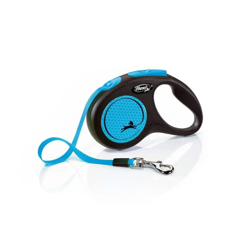 Flexi Blue (5M, ) New Neon Retractable Dog Lead Small