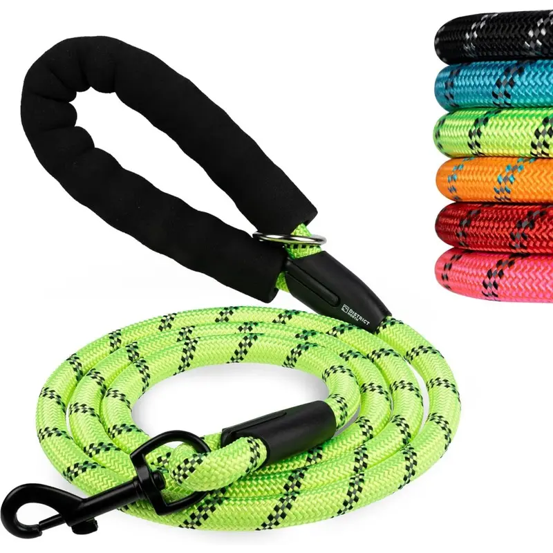 Green Reflective Leash - Comfortable And Padded Leash - High Quality Leash - 2M
