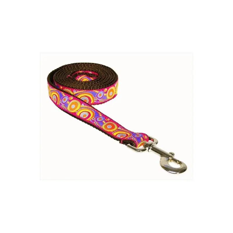 Fly Free Zone,Inc. Pink,Orange 4 Ft. Circles And Waves Dog Leash, Pink & Orange - Small