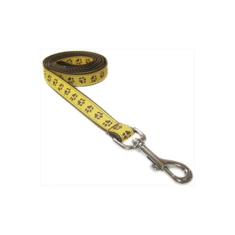 Fly Free Zone,Inc. Brown,Yellow 6 Ft. Puppy Paws Dog Leash, Yellow & Brown - Medium