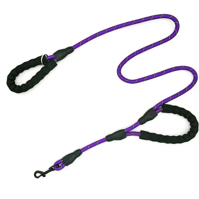 New (, 1.5M X 1.2Cm) Double Handle Reflective Dog Leash With Logo Purple Extra Large