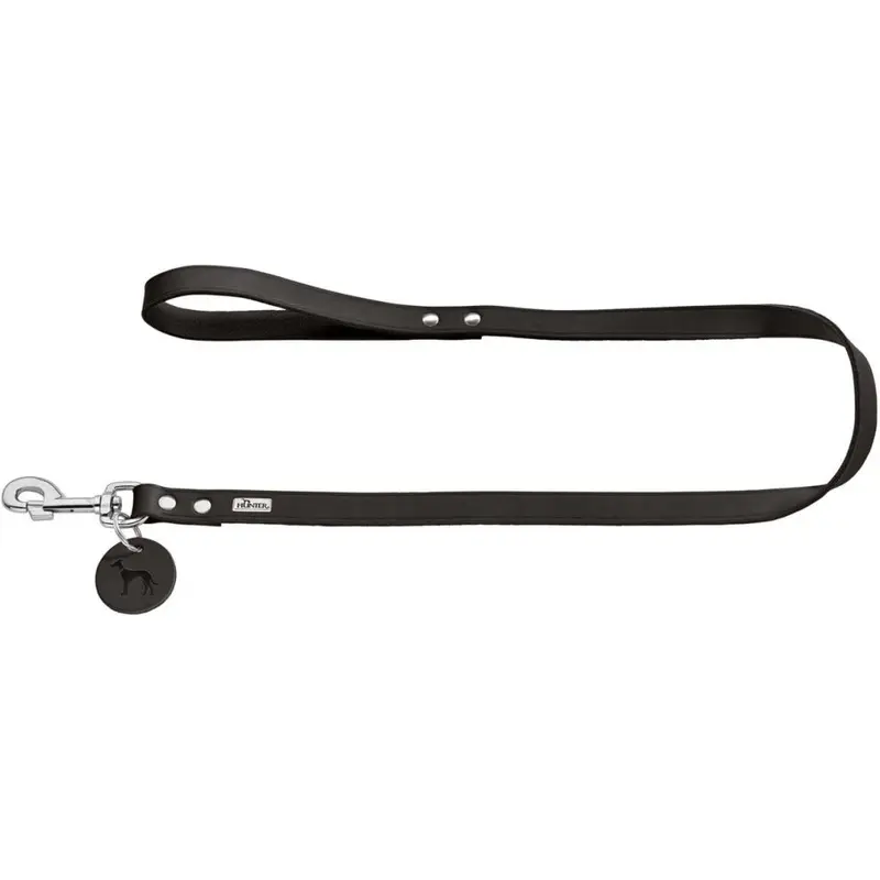 Hunter Black Leash, 20/100 Soft Genuine Cow Leather,