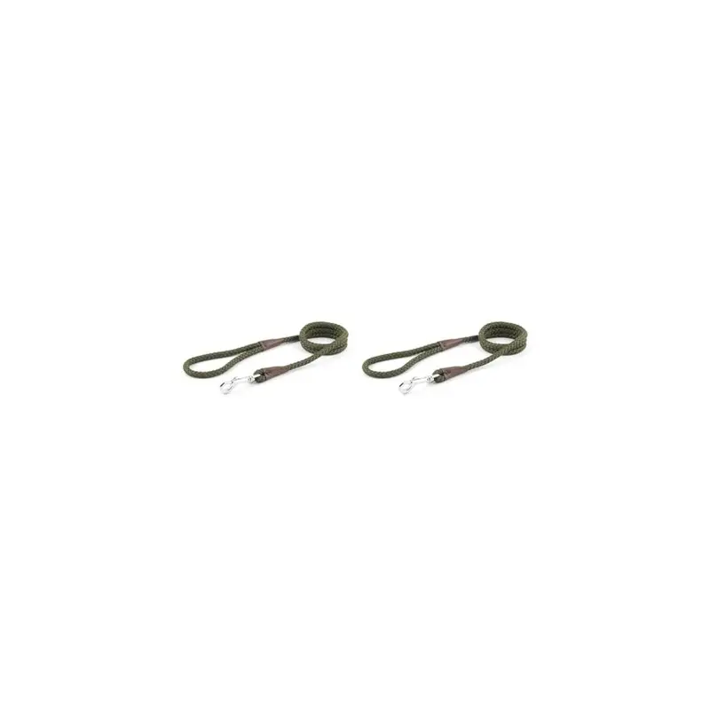 New Ancol Heritage Nylon Rope Lead X12mm Sz 4-8 (Pack Of 2) Green 1.07M