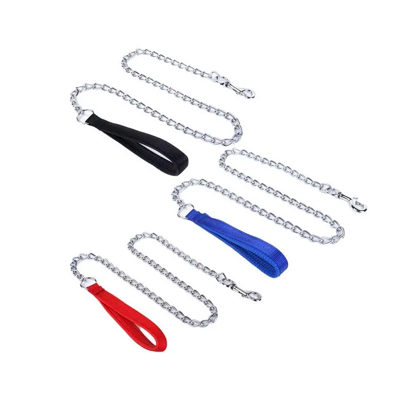 Deyaah Black Pet Dog Puppy Padded Handle Metal Chain Dog Leash 120Cm