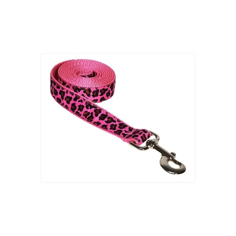 Fly Free Zone,Inc. Pink 4 Ft. Leopard Dog Leash, - Small