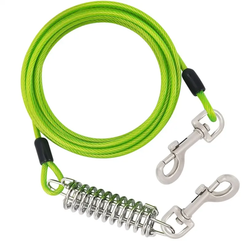 Green Dog Tie Out Cable Dog Runner For Yard Steel Wire Dog Leash,,B
