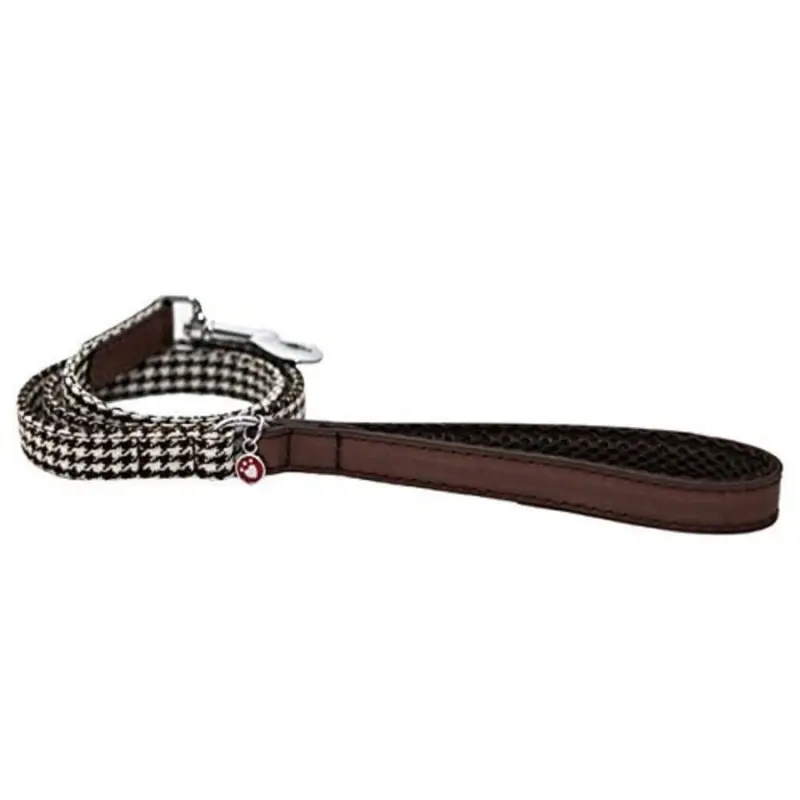 Rosewood Wag-N-Walk Designer Brown Houndstooth Dog Lead, 3/4 x 40-inch