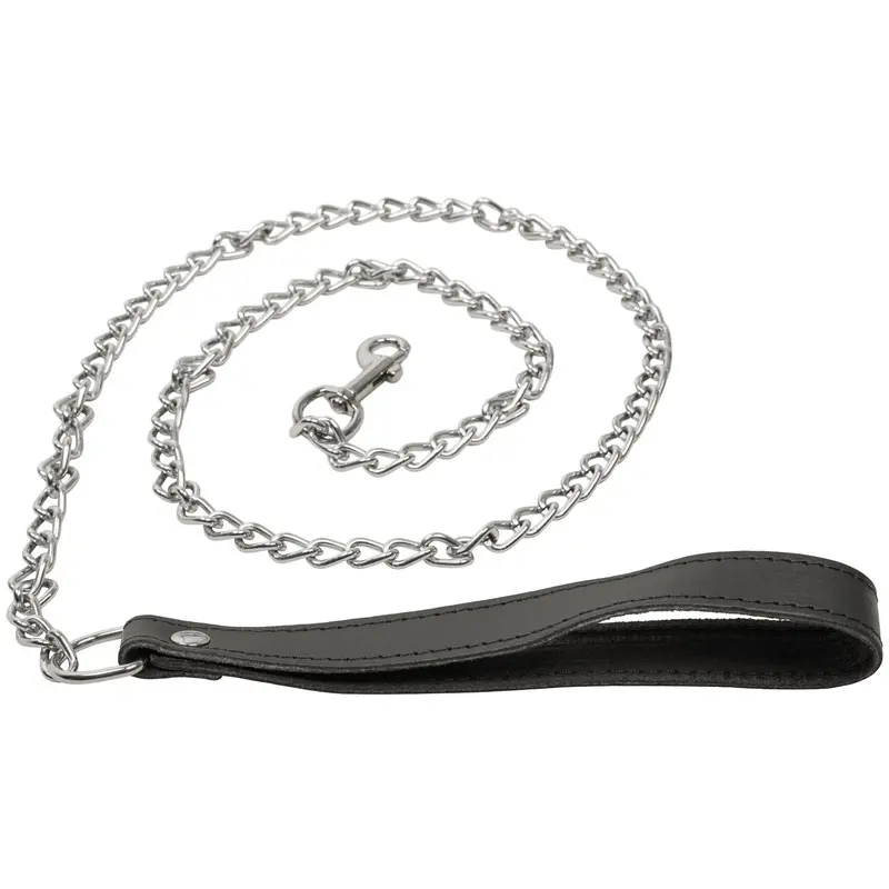XX-DreamsToys Chain Leash with Leather Loop - Black