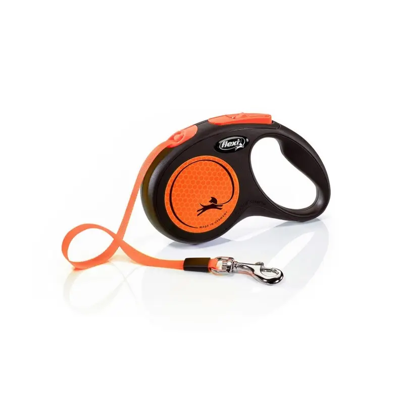 Flexi Orange (5M, ) New Neon Retractable Dog Lead Small