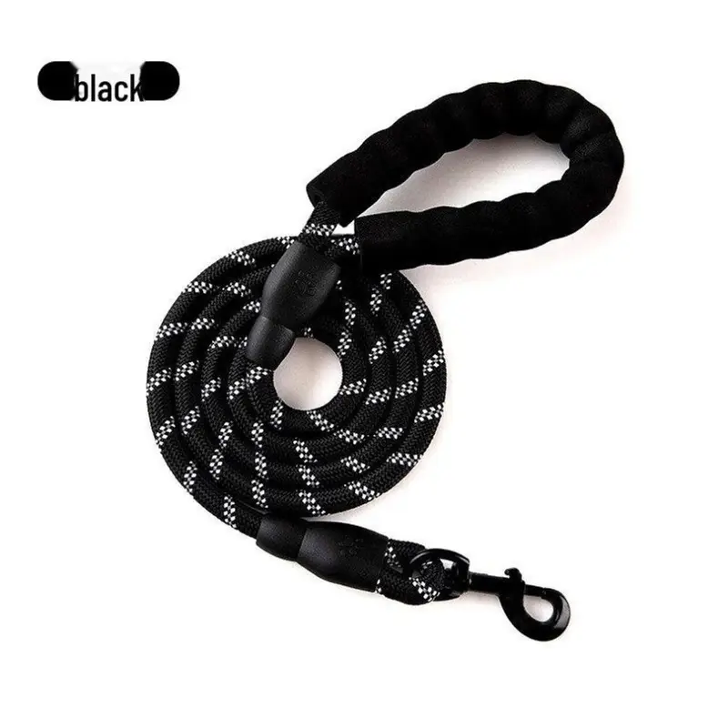 Black (, 1.5M Length, 1.2Cm Width) Reflective Nylon Dog Leash - Round Rope For & Dogs Medium