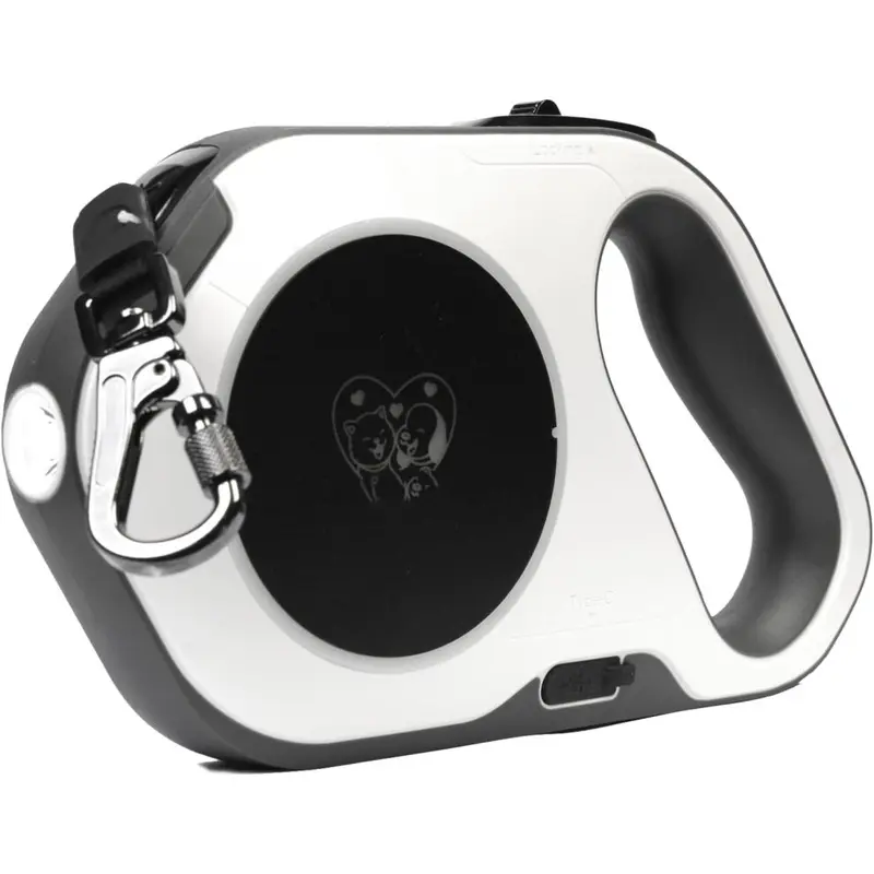 White Retractable Dog Leash With Rechargeable Led-Light/Leash Length 5M/16Ft(Max)